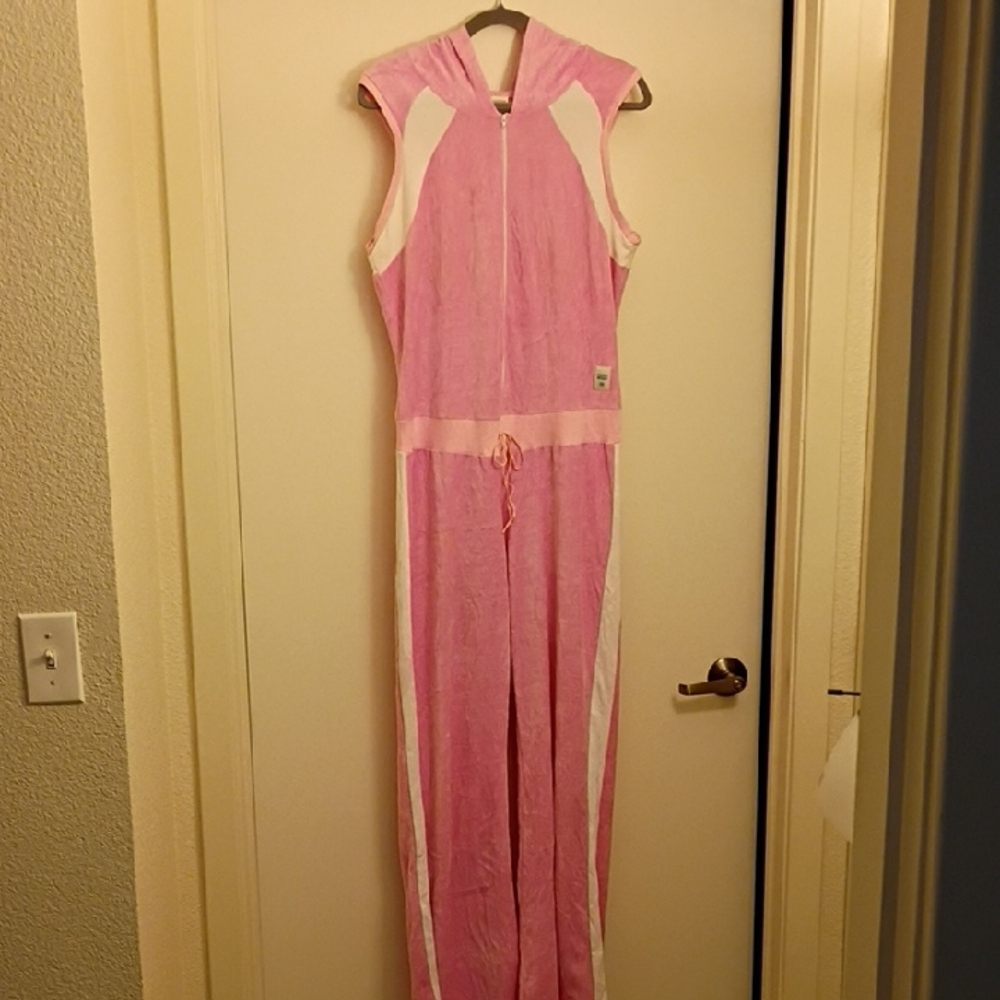 Pink Sleeveless Jumpsuit (Hooded)Inseam 32